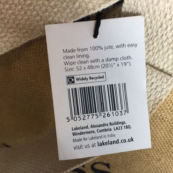 Lakeland Large Jute Tote Happiness is Homemade- Eco-Friendly two strap handles - Picture 7 of 16